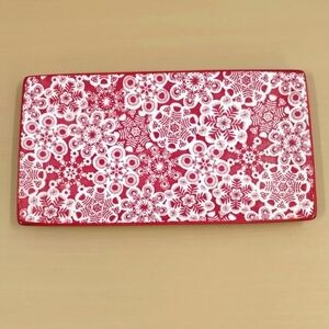 Hallmark snowflake rectangle holiday platter red white 10 x 5 ceramic